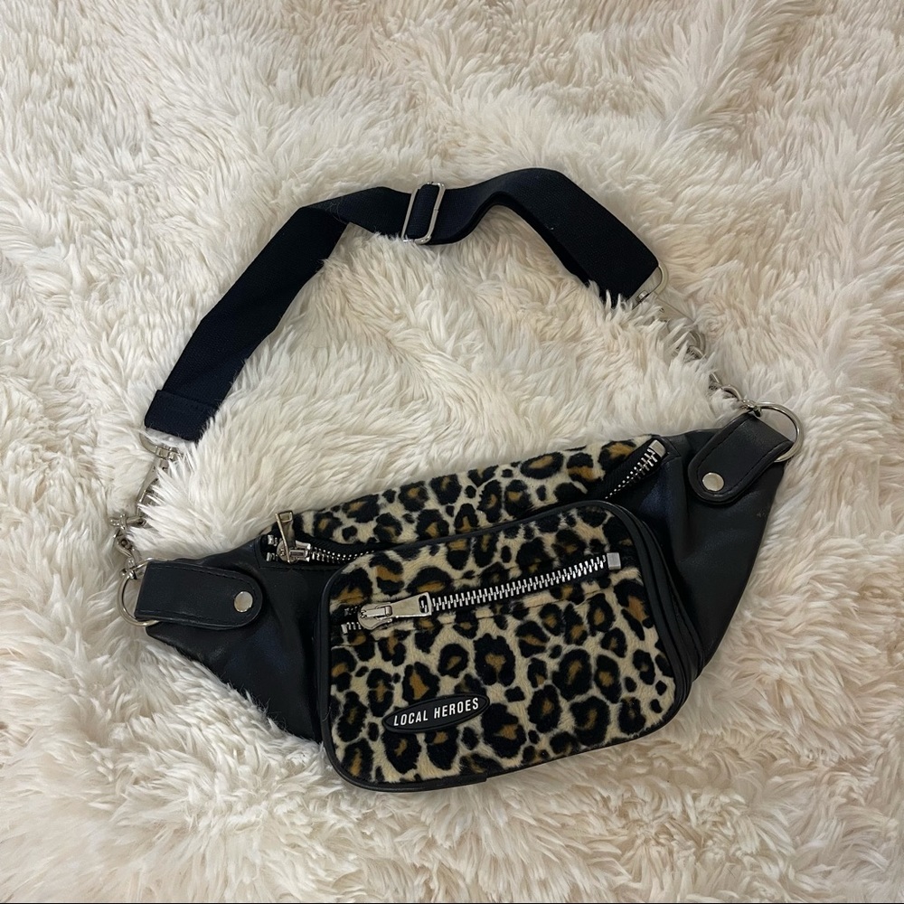 leather & leopard fanny pack